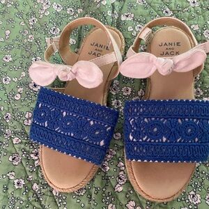 Janie and Jack Blue and White Sandals with Scalloped Trim